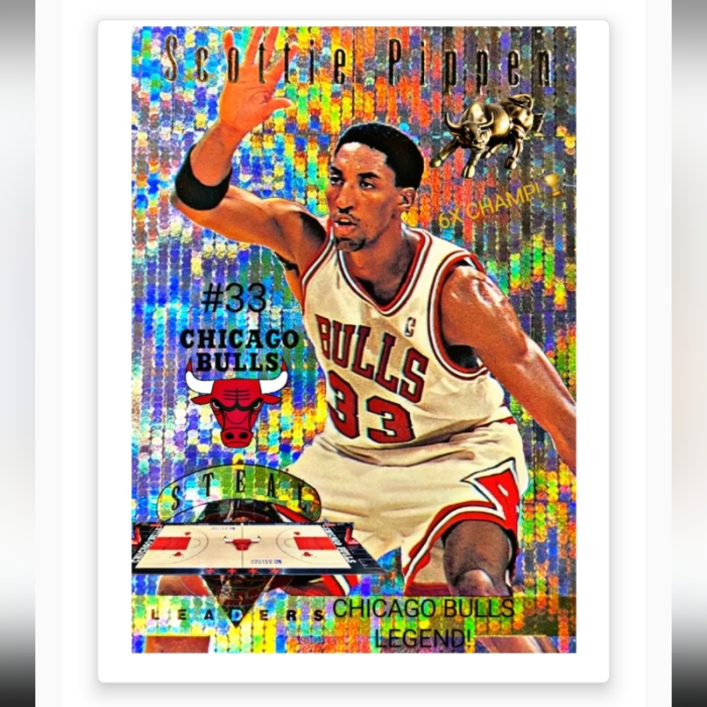 NEW!💯 SCOTTIE PIPPEN 8.5x11 ULTRA GLOSSY BULLS SELF CREATED POSTER ART SET OF 2